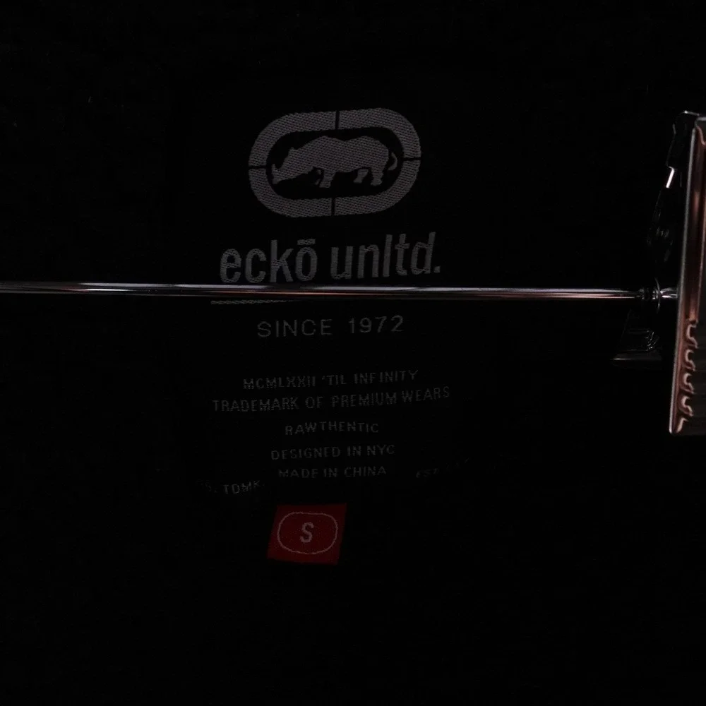 ECKO UNLTD Camo Puffer Jacket‎ Men's Size S Black Gray Zip Up Hooded